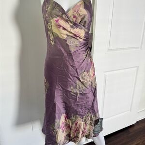 Jones New York Silk Purple Floral Midi Dress